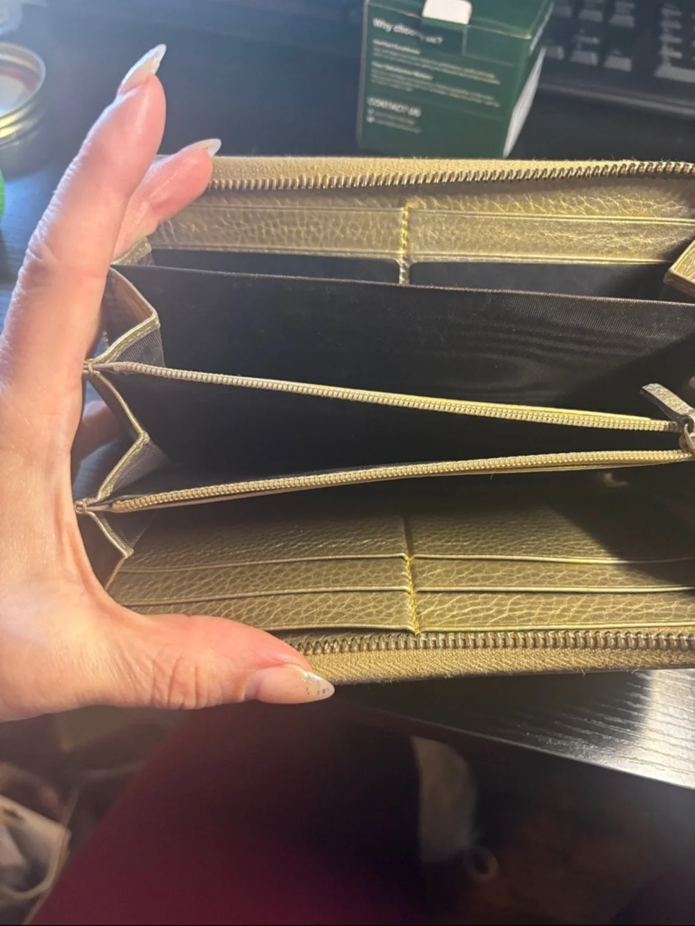 Gucci Gold Leather Zip-Around Wallet with Tassel - Picture 14 of 17